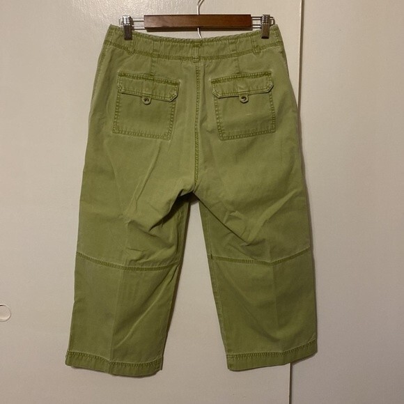 Vintage Y2K Drawstring Cropped Capri Painter Pants Green Chambray Women's M - Picture 7 of 12